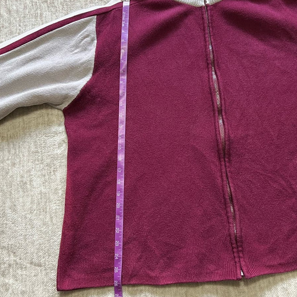 Joe Boxer Burgundy and Tan Color Block Zip Front Cardigan / Shacket Size XL - Picture 7 of 10